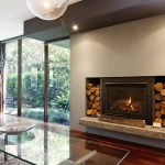Fireplace in modern building